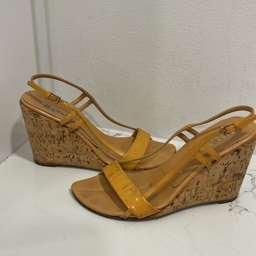 Prada Wedge Cork Strappy Sandals - Picture 7 of 7